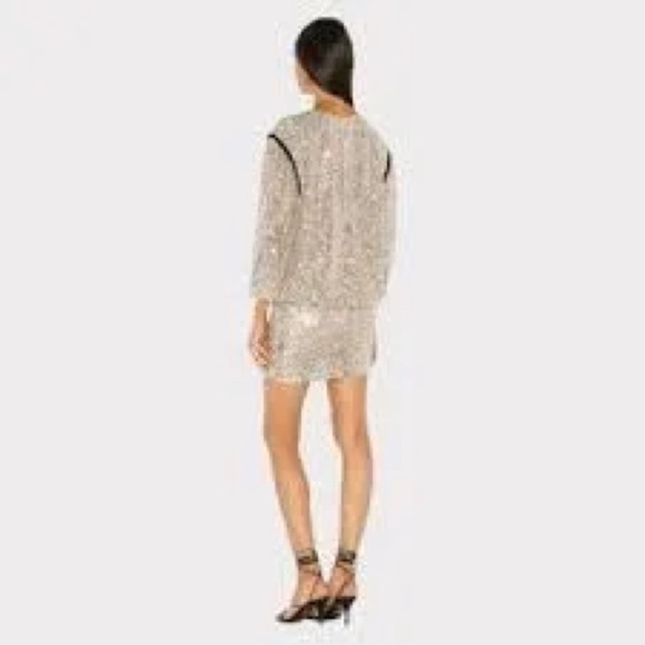 7 for all mankind sequin 90 y2k long sleeve mini dress xs - Picture 4 of 10